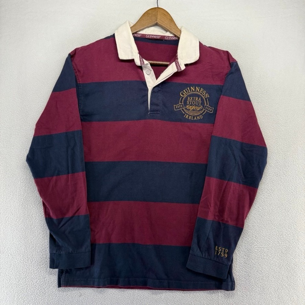 Vintage Guinness Rugby Shirt Men's Medium Red Blue Colorblock Embroidered Beer